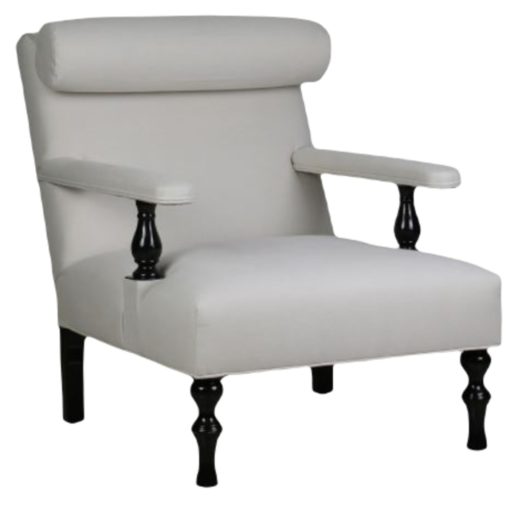 Belgian Club Chair in Ivory Fabric.