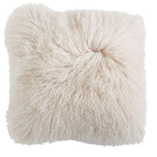 Mongolian Lamb Fur Pillow, Cream. 1