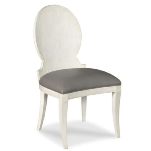 Side Chair w/ Curved Oval Back and Graceful Tapering Saber Legs and Grey Vinyl Seat. MUST BE PURCHASED IN PAIRS OF 2*