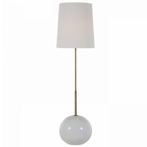 Contemporary Floor Lamp w/ Iron Rode Base and White Ceramic Sphere Base. 1