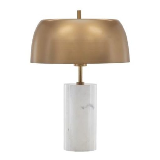 Table Lamp w/ Marble Base & Brushed Gold Iron Shade.AS IS FINAL SALE. 1