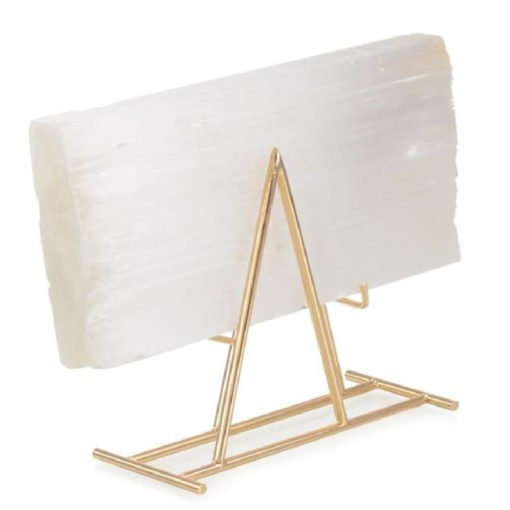 Translucent Selenite Specimen w/ Brass Plated Stand. 1