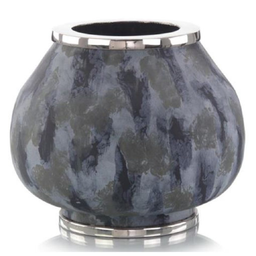 Metal Vase w/ Blue Hues. 1