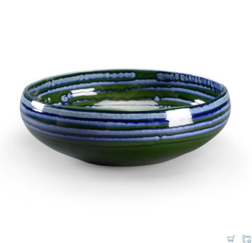 Blue and Green Hand Glazed Ceramic Bowl.