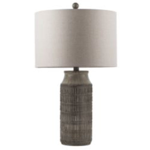 Table Lamp w/ Taupe Base and Light Grey Linen Shade 1