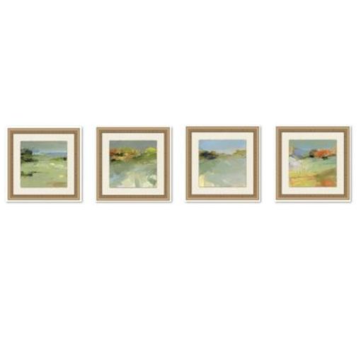 Set of 4 Colorful Abstract Prints in Gold Frame. 1