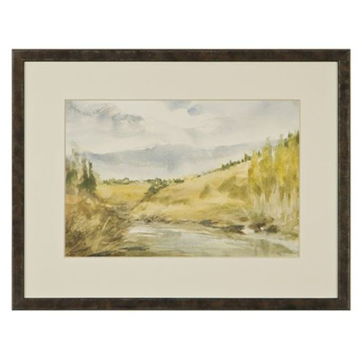 Watercolor Landscape w/ Matte and Bronze Frame. 1