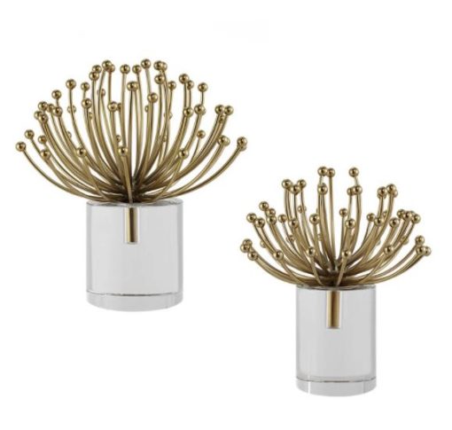 Brushed Gold Sculptures atop Large Crystal Bases 1