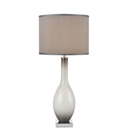 Grey and Smoked Opal Blown Glass Table Lamp w/ Grey Shade. 1