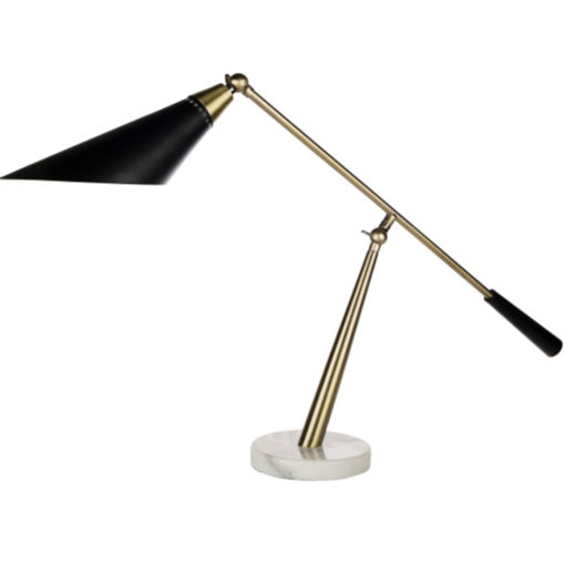 Adjustable Task Lamp in Antiqued Brass Finish and Black Metal Shade w/ Marble Base. 1