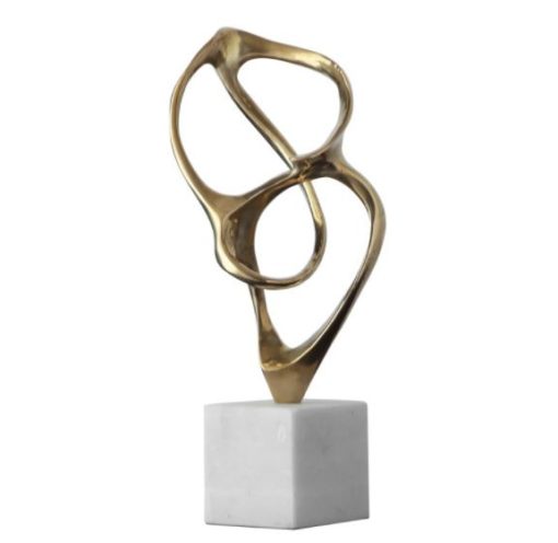 Brass Lasso Sculpture on White Marble Base 1