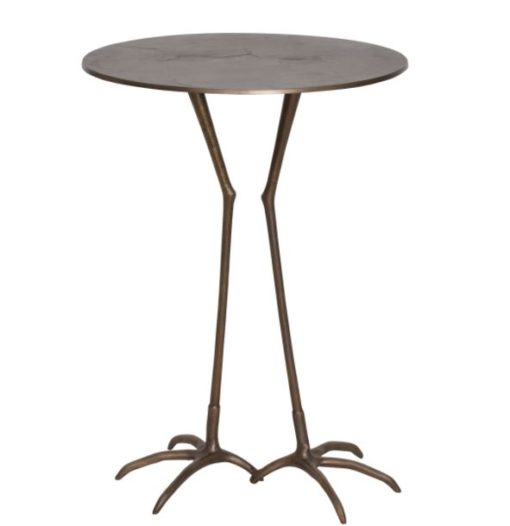 Raw Aluminum Accent Table w/ Bird Like Feet in Antique Brass Finish 1