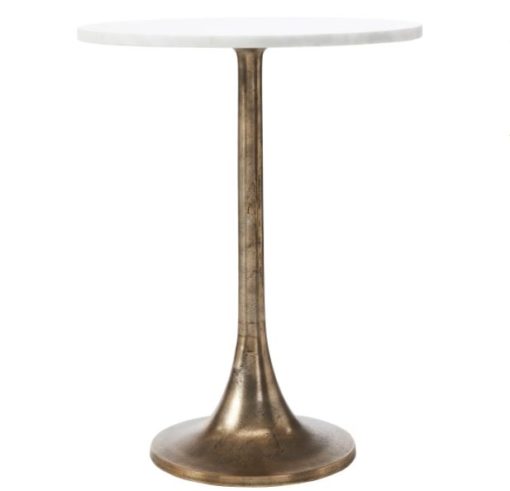 Tulip Accent Table w/ Marble Top & Antique Brass Finish 1