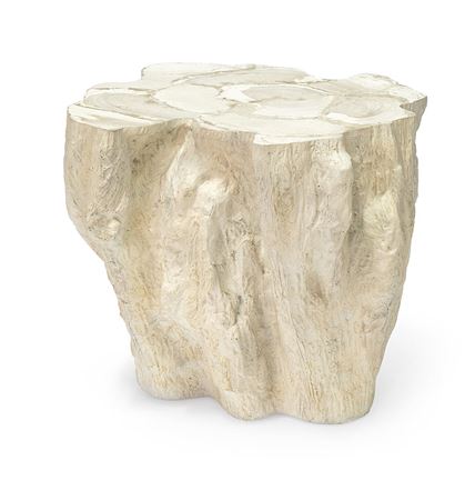 Inlaid Fossilized Clam Shell Side Table. 1