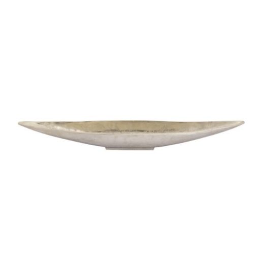 Nickel Elongated Shallow Metal Bowl w/ Pointed Ends. 1