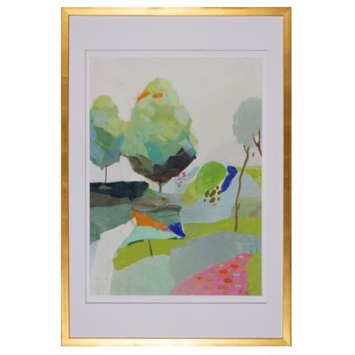 Colorful "Spring Adventures II" Giclee in Gold Frame 1