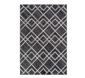Viscose & Leather Rug in Shades of Grey 1