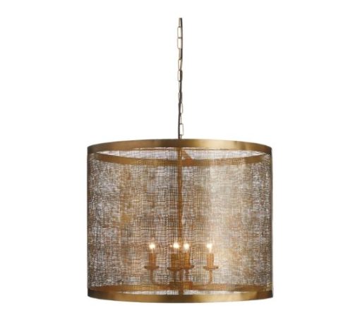 Metal Drum Pendant in Antique Brass Finish