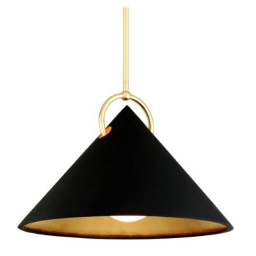 Over-Sized Black Pendant w/ Gold Leaf Interior 1