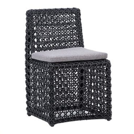 Indoor/Outdoor Side Chair w/Charcoal Grey Weave & Black Metal Frame 1