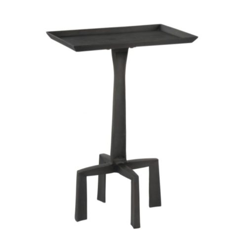 Cast Aluminum Accent Table in Matte Black Textured Finish.