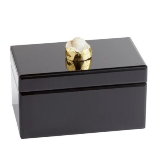Small Glossy Black Box w/ Gem Stone Accent 1
