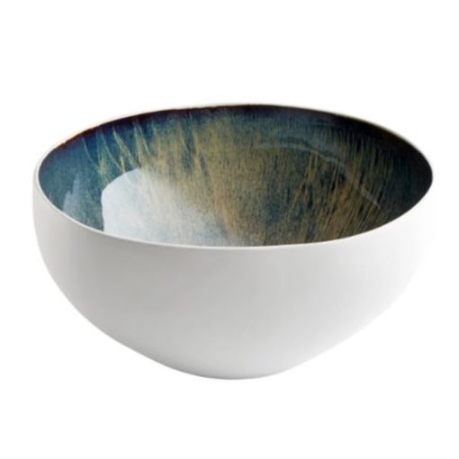 LG Ceramic Bowl w/ Blue and Beige Glazed Inside 1