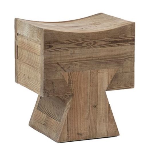 Reclaimed Pine Wood Stool w/ Natural Wood Sealed Finish 1