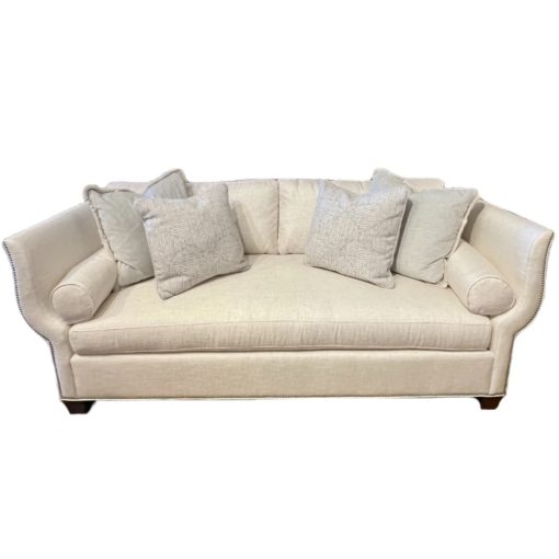 Hickory White Sofa in 2696-05 w/ Four Contrasting Pillows. Bench Seat Cushion w/Spring-Down Fill 1