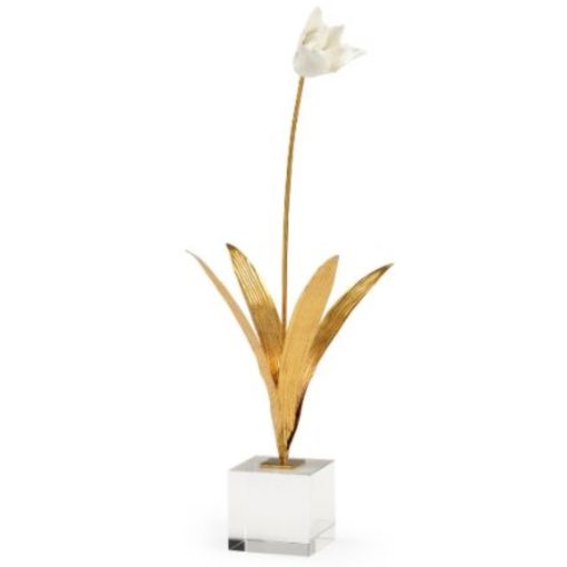 Porcelain Tulip Stem on Clear Crystal Base 1