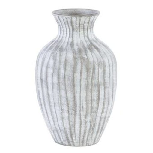 Small Vase in Light Grey w/ Etched Geometric Pattern 1