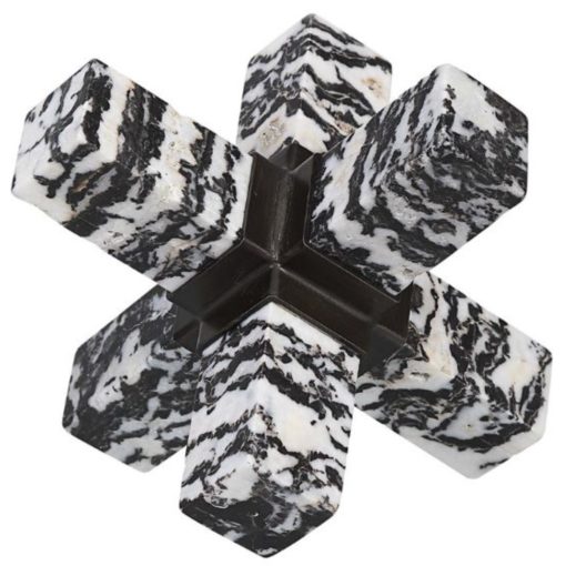 Zebra Stone Double Cross Sculpture
