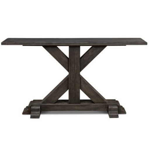 Console w/ Wood X-Base in Charcoal Finish & Iron Top 1