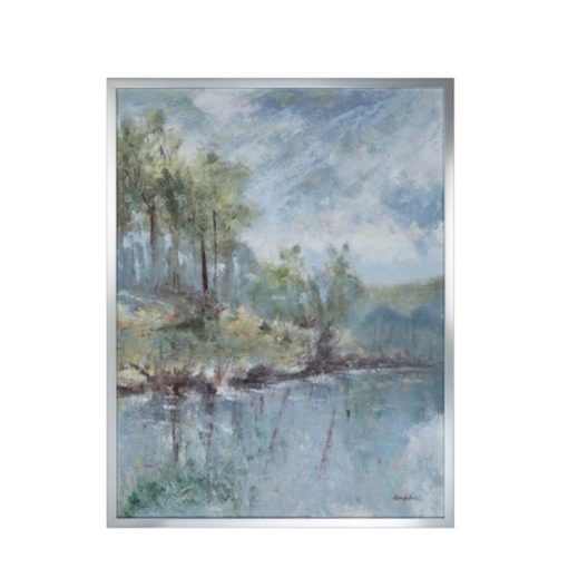 Original Oil Painting of Landscape in Silver Leaf Frame 1