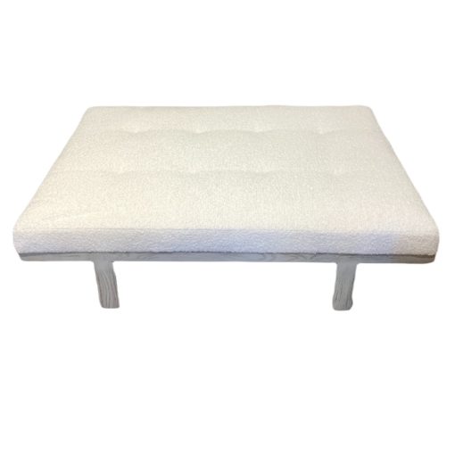 Hickory White Tufted Cocktail Table Ottoman w/ Wood Stretcher in Mineral Finish. Fabric: 6902-05.