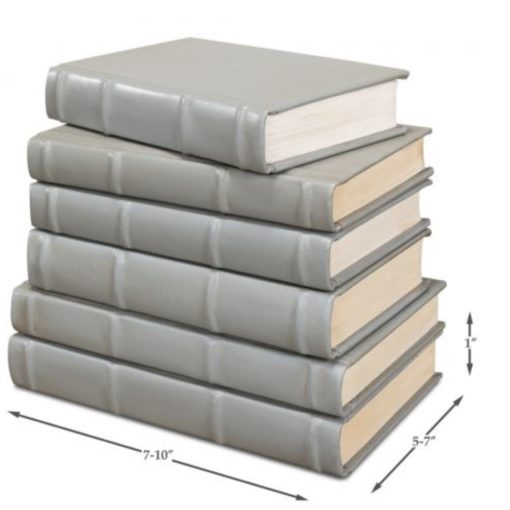 Rebound Leather Books, Antique Grey, Set/6 1