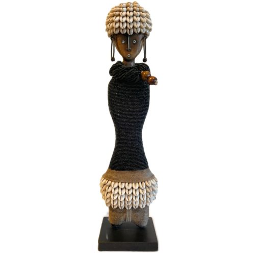 One of a Kind Black Beaded Tribal Doll