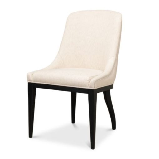 Transitional Dining Chair in Cream Fabric w/ Maple Legs in Black Finish