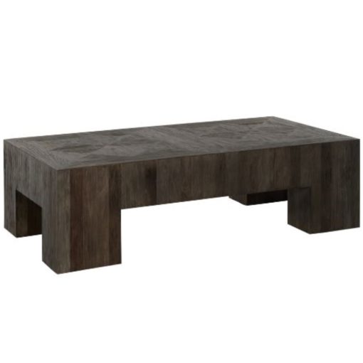 Durable Recycled Elm Cocktail Table w/ Detailed Marquetry Top 1