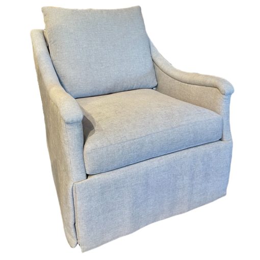 Hickory White Swivel Chair w/Loose Pillow Back & Graceful Arm Design Fabric 2420-05 Gd. M 1