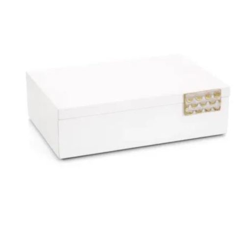 Porcelain White Leather Box w/ Brass Clip 1