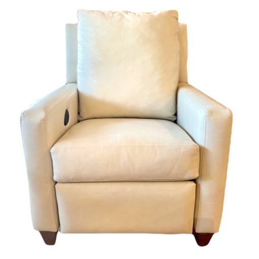 Square Back Leather Recliner w/ Power in Paloma Chiffon 1