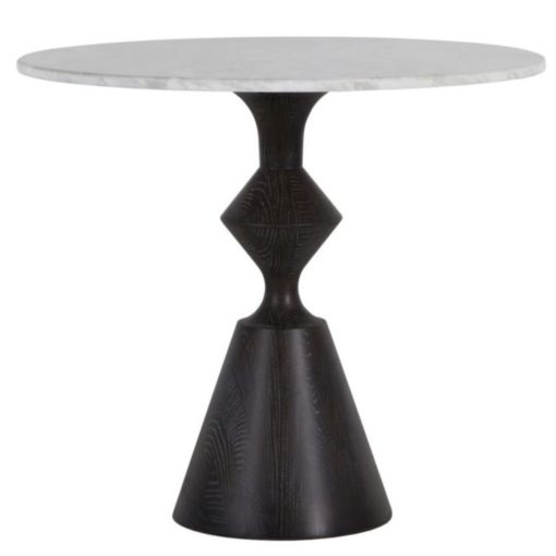 Round Bistro Table w/ Marble Top & Angled Base in Black Cerused Finish 1