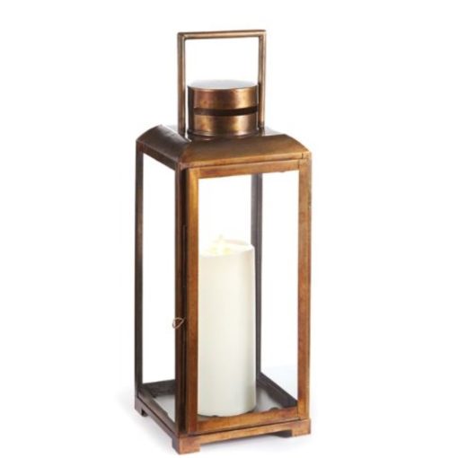 Large Indoor Lantern in Warm Antique Brass Finish 1