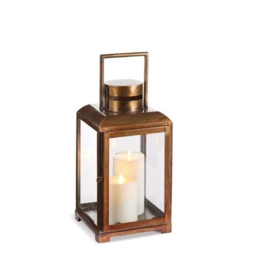 Small Indoor Lantern in Warm Antique Brass Finish 1
