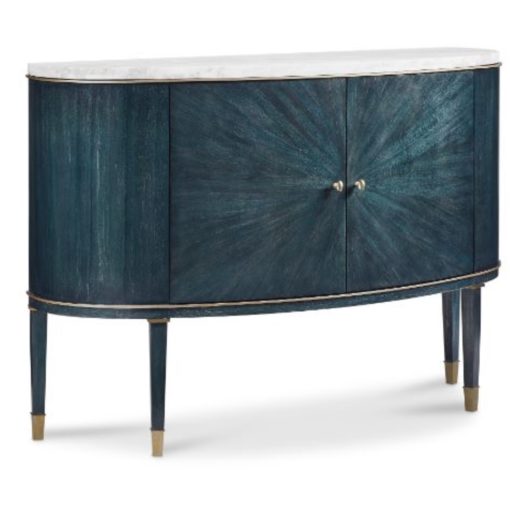 Hickory White Demilune Chest in Azure Finish w/ Marble Top & Brass Accents 1