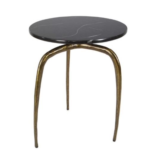 Wishbone Side Table w/ Black & White Marble Top 1