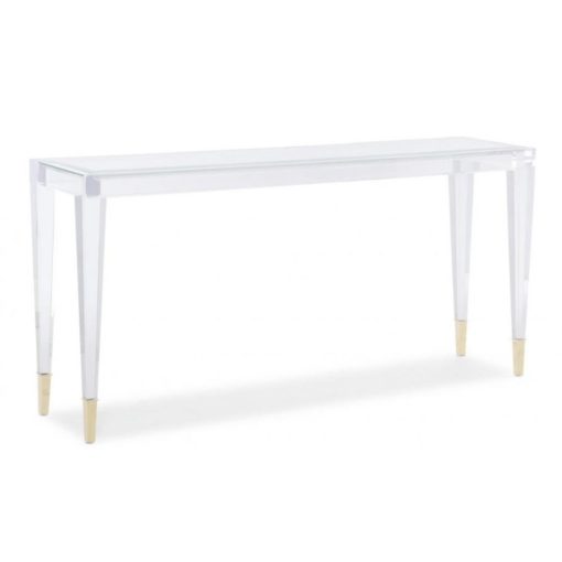 Classic Acrylic Console Table w/ Gold Metal Ferrules 1