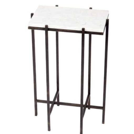 Accent Table w/ Dark Bronze Frame & White Marble Top 1