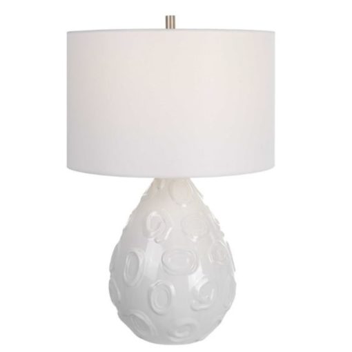 White Glaze Table Lamp w/ Whimsical Loop Details & Brushed Nickel Accents 1